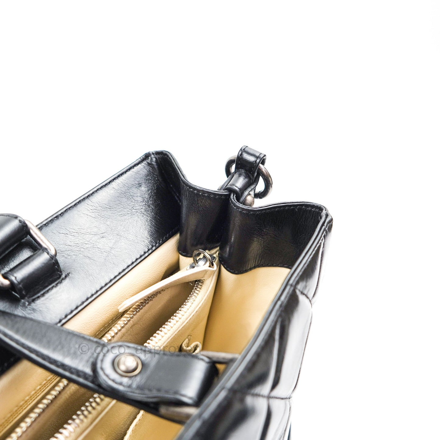 Chanel Boy Glazed Calfskin Tote Bag Black Ruthenium Hardware