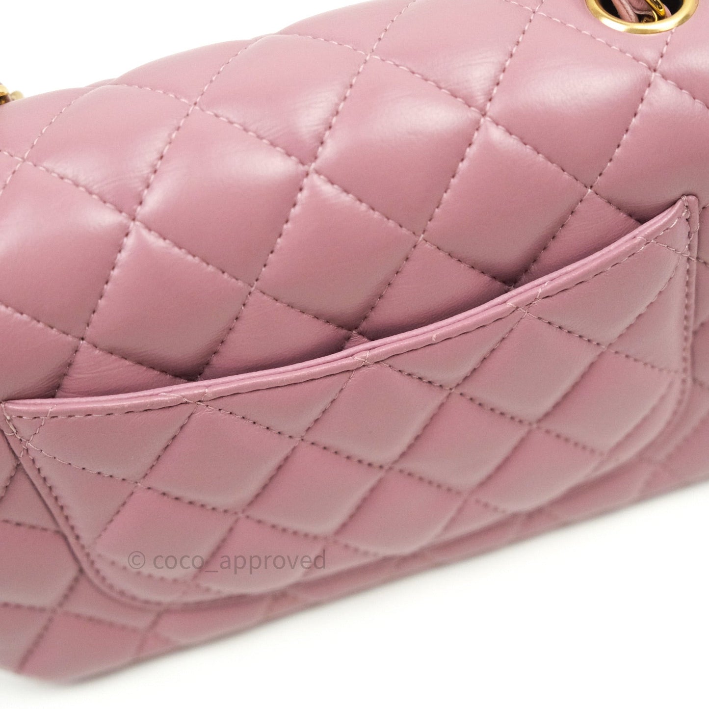 Chanel Quilted Mini Rectangular Pink Lambskin Gold Hardware