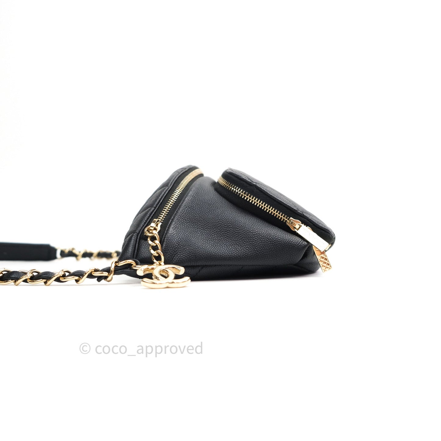 Chanel Quilted Business Affinity Waist Belt Bag Black Caviar Gold Hardware