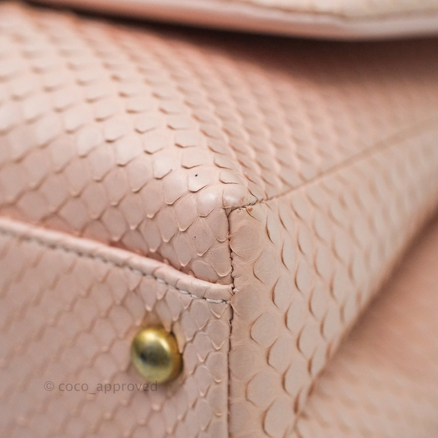 Chanel Quilted Mini Coco Handle Baby Pink Python Gold Hardware