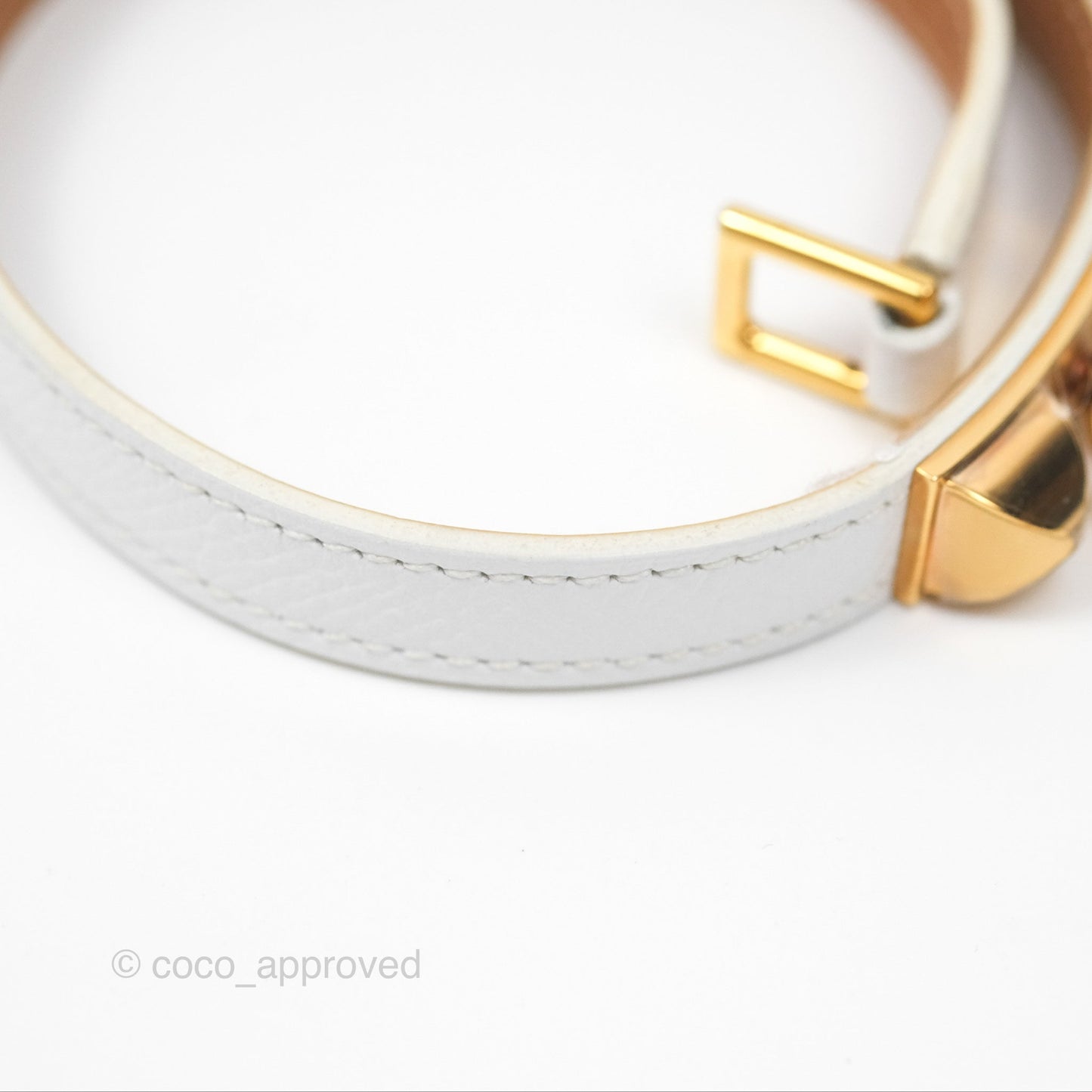 Hermès Rivale Double Tour Bracelet White Epsom Gold Hardware