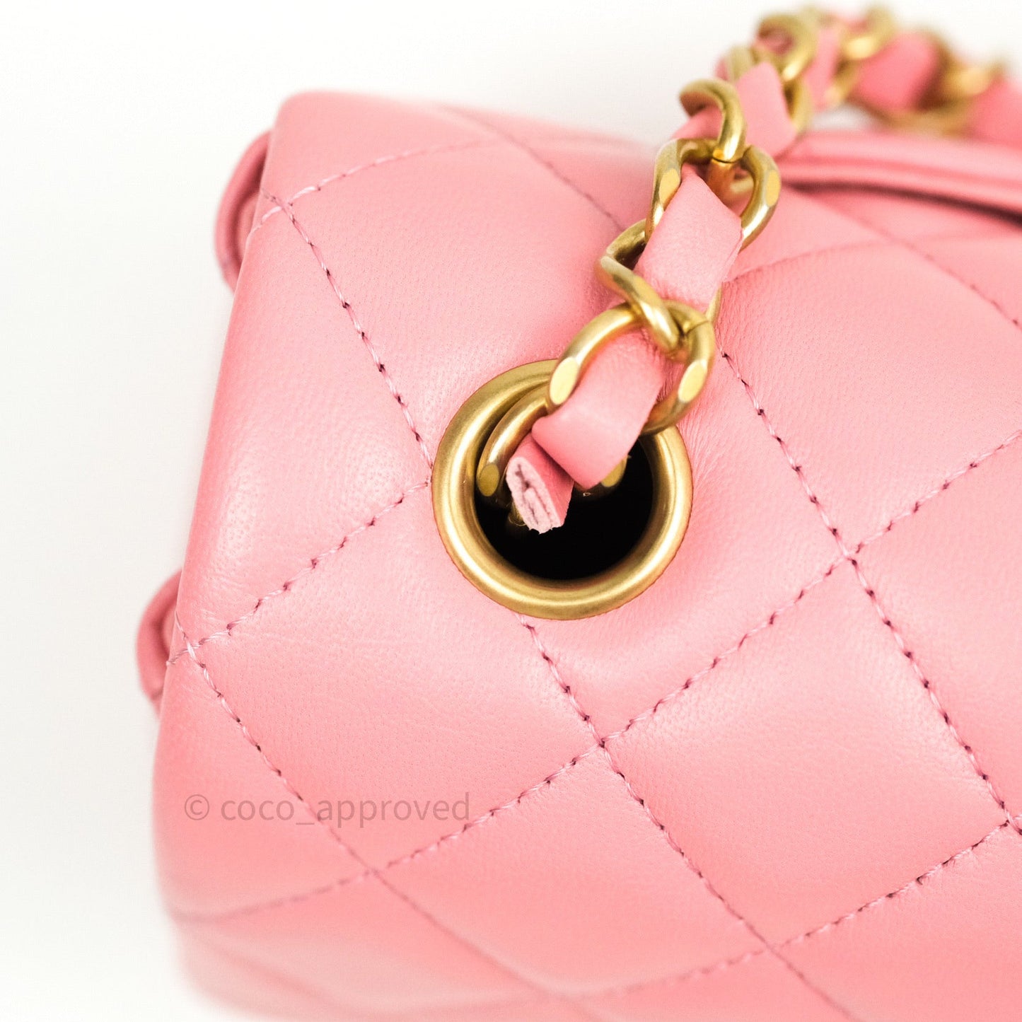 Chanel Quilted Mini Rectangular Pink Lambskin Gold Hardware