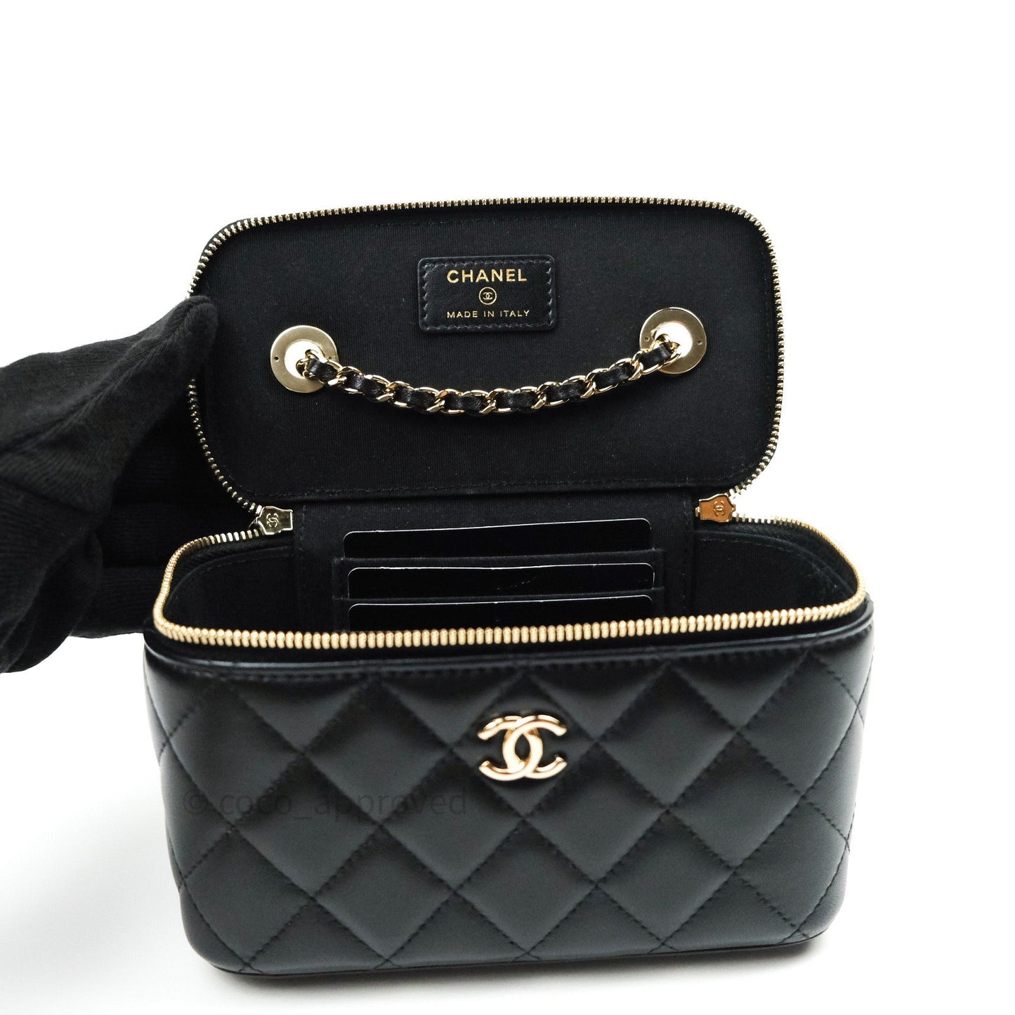 Chanel Vanity Rectangular Trendy Black Lambskin Gold Hardware