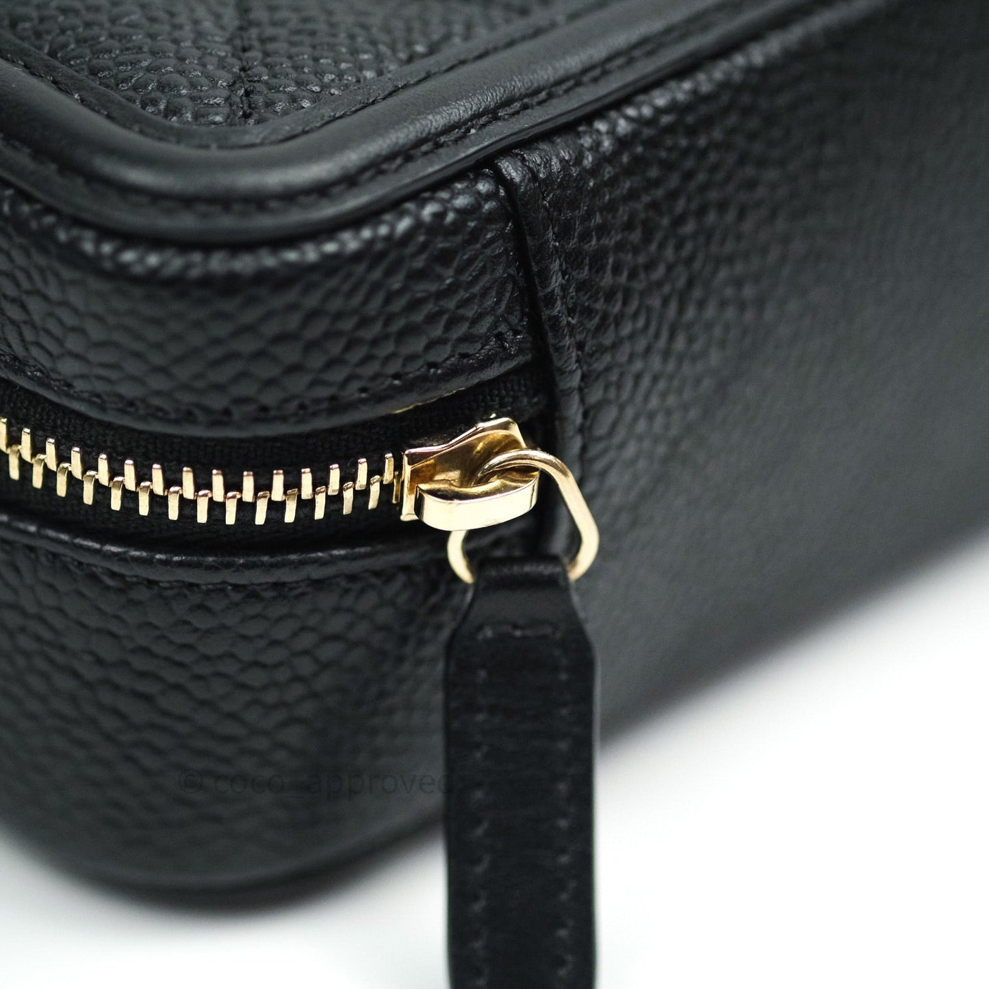Chanel Quilted CC Filigree Vanity Clutch With Chain Black Caviar