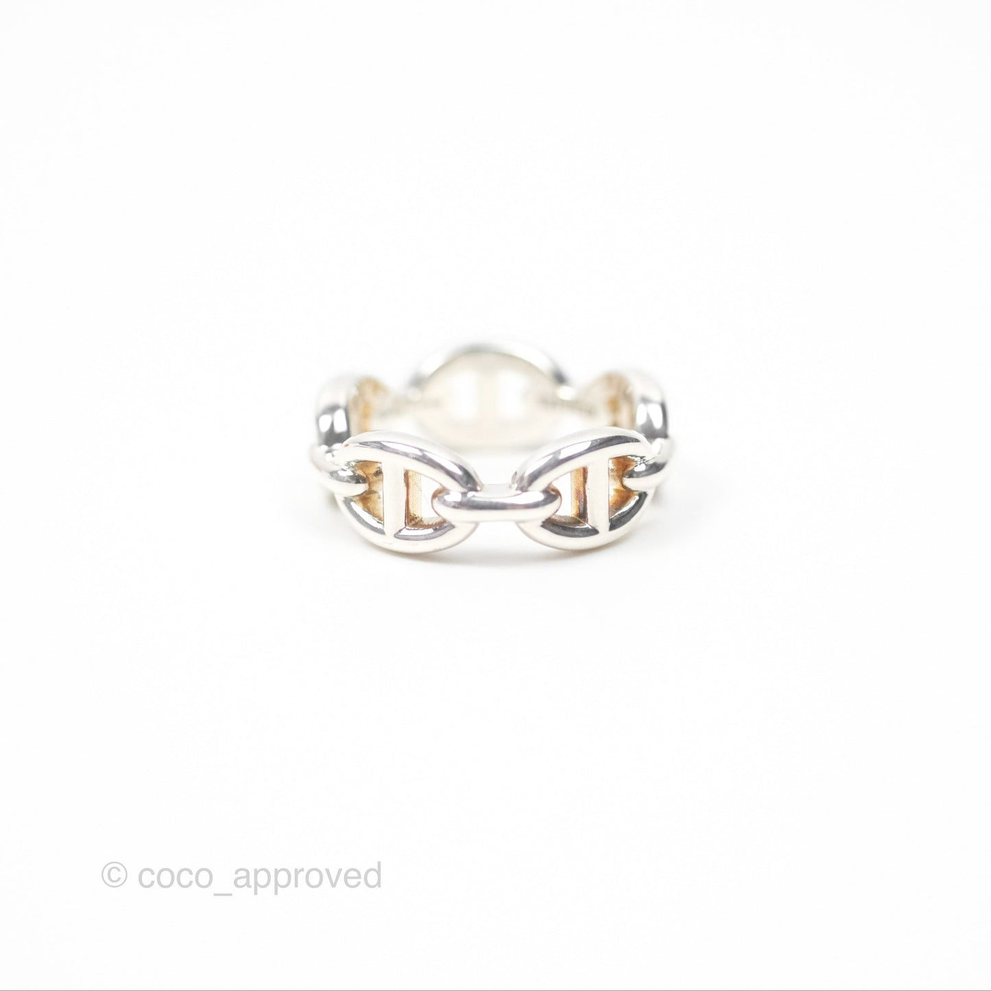 Hermès Sterling Silver PM Chaine d'Ancre Enchainee Band Ring SIze 53