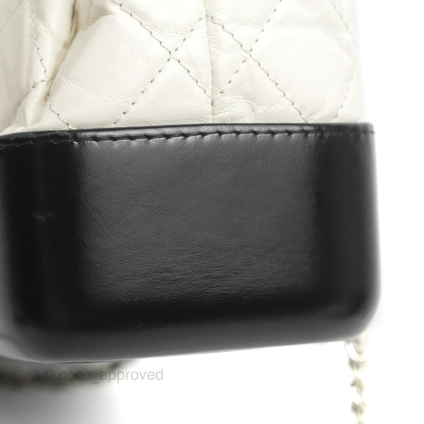 Chanel Small Gabrielle Backpack White Black Aged Calfskin