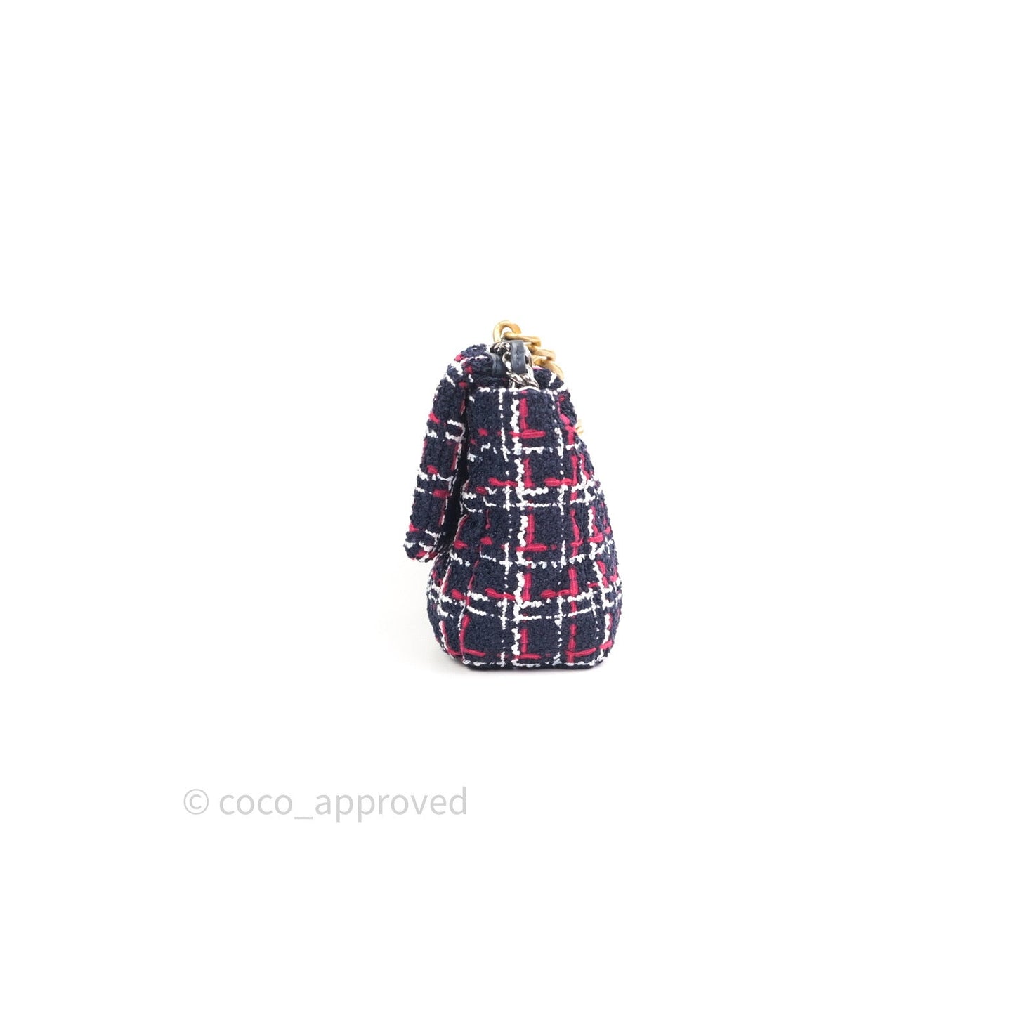 Chanel 19 Small Tweed Red Navy Mixed Hardware