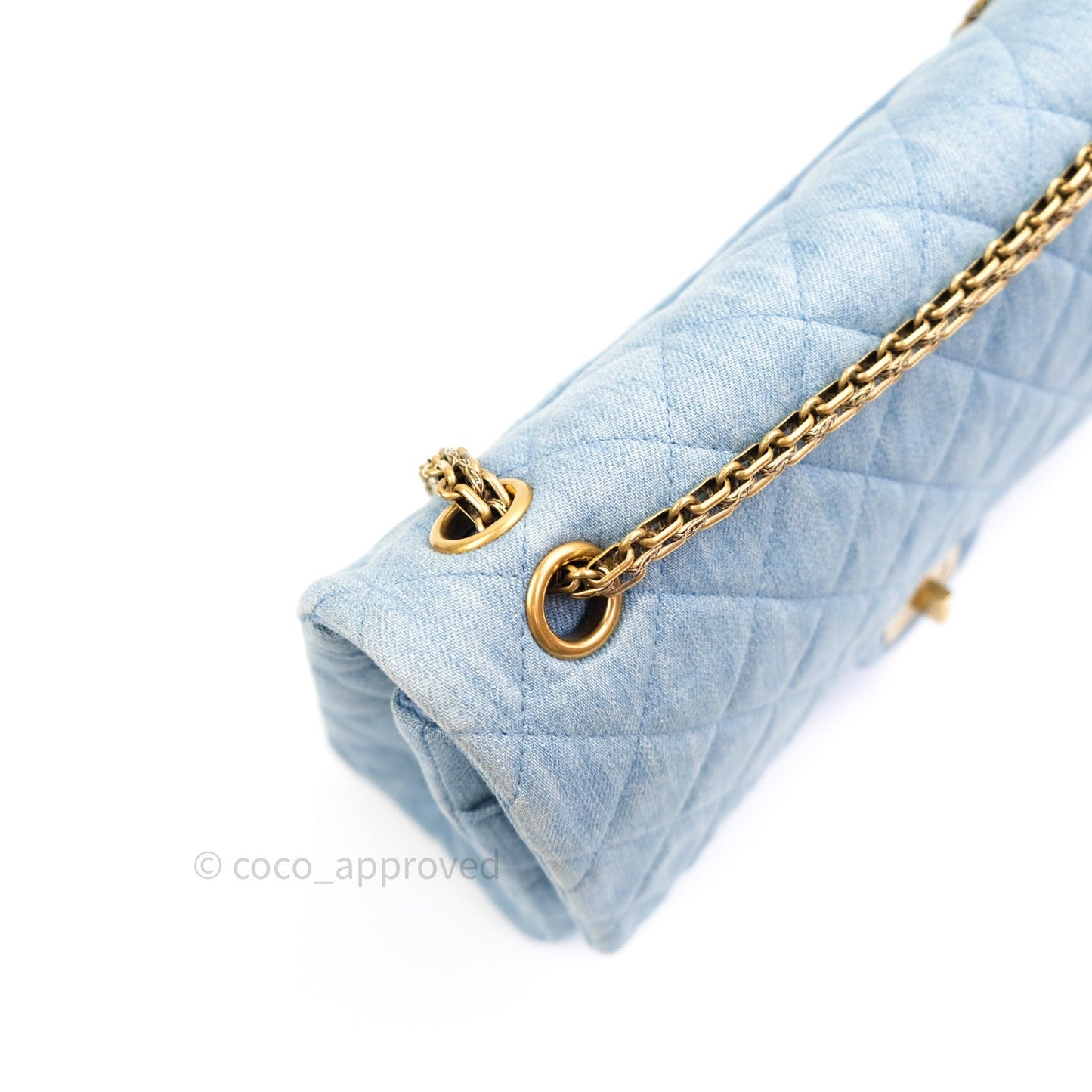 Chanel Reissue Quilted Denim Blue Gold Hardware 226