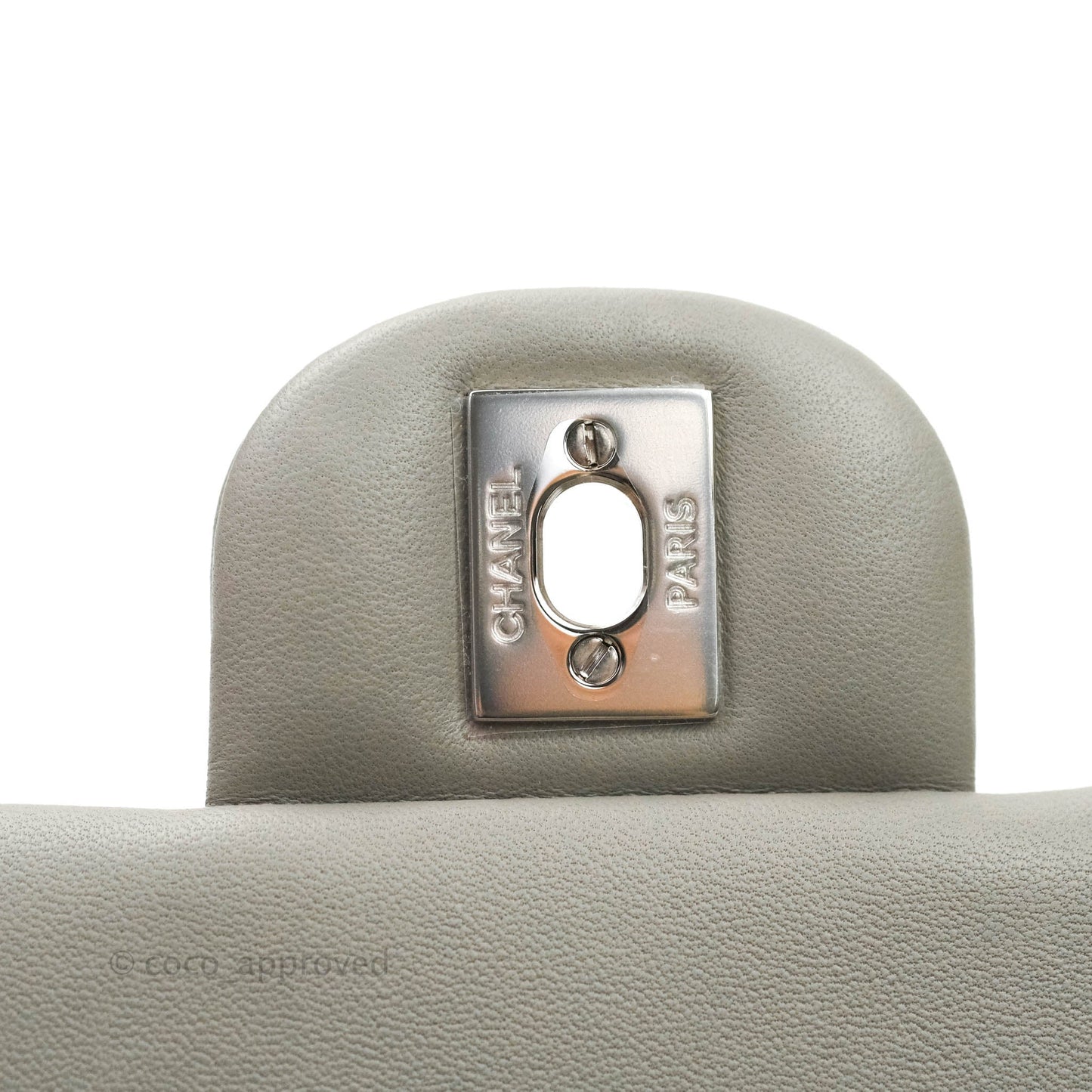 Chanel Quilted Mini Rectangular Flap Grey Lambskin Silver Hardware 19B