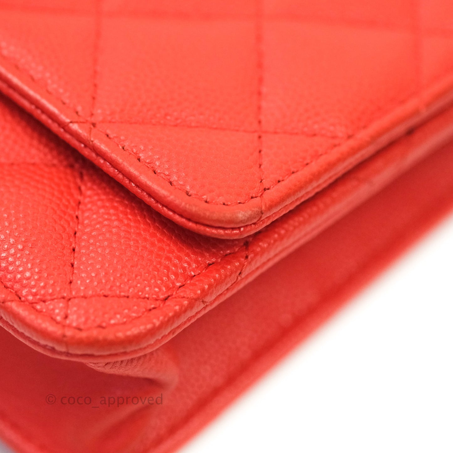 Chanel Quilted Wallet on Chain WOC Red Caviar Gold Hardware