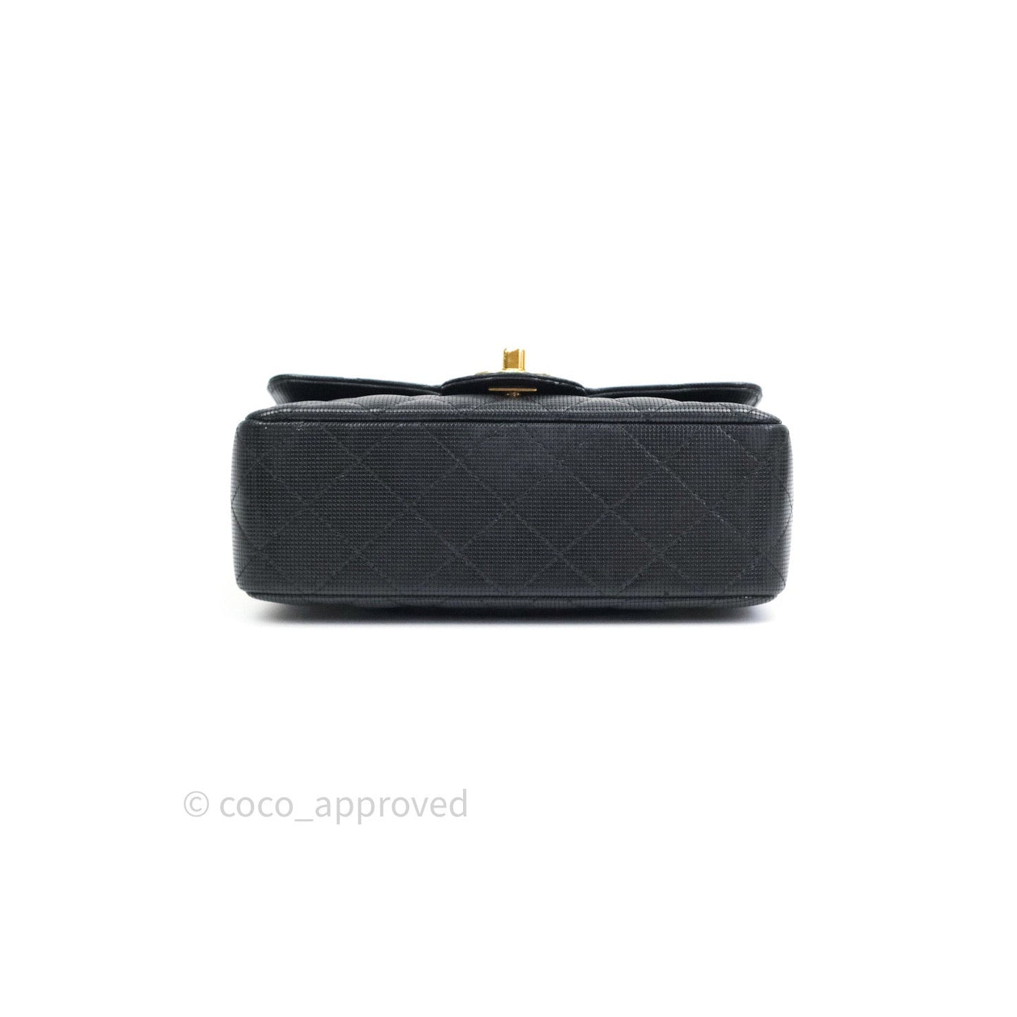 Chanel Metallic Calfskin Quilted Pixel Effect Mini Rectangular Flap Black Gold Hardware