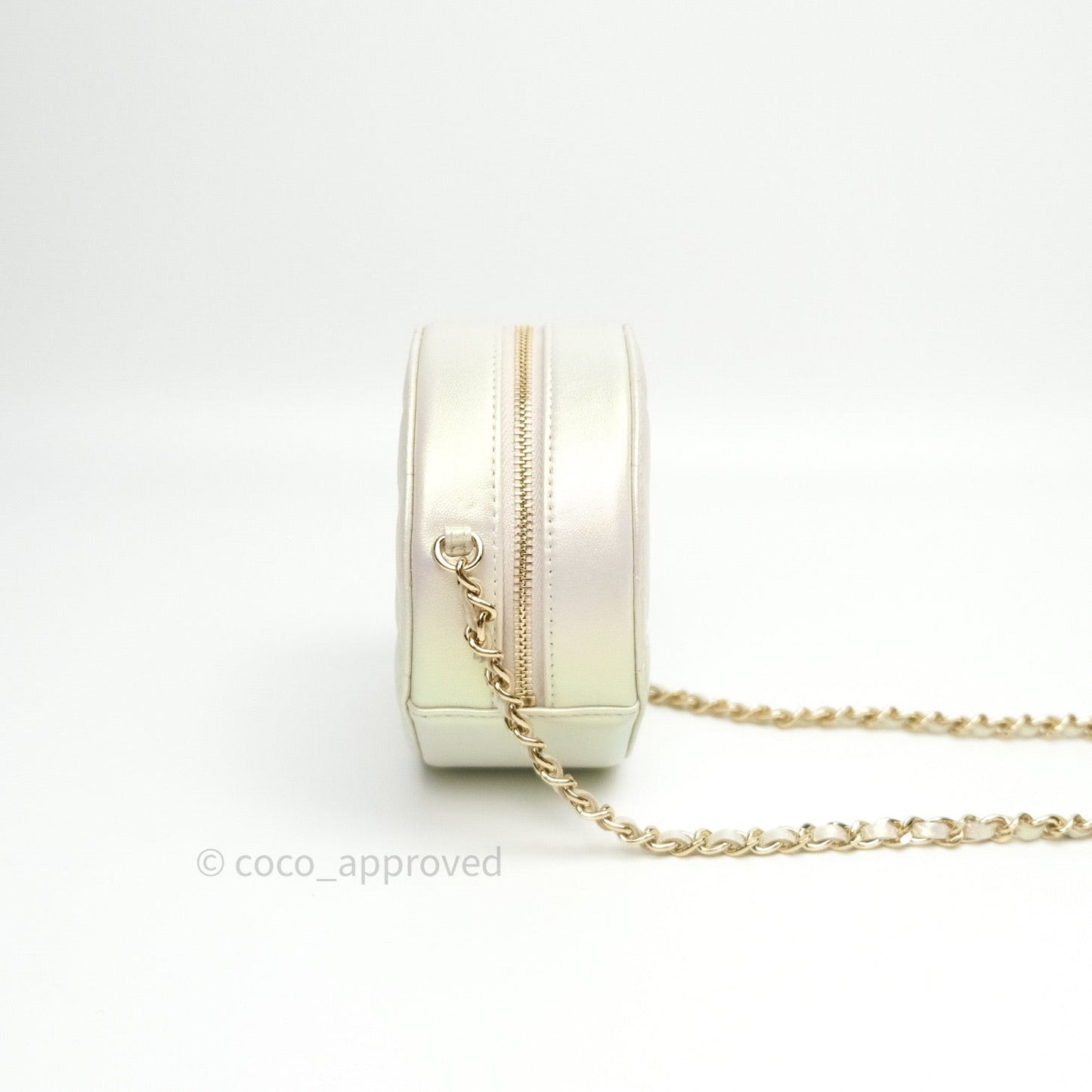 Chanel Round Circle Bag Iridescent Ivory Gold Hardware