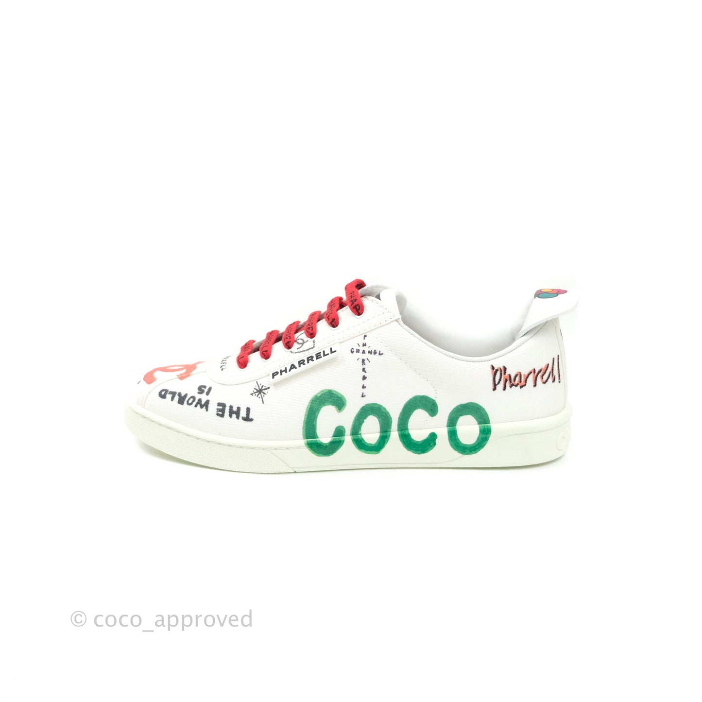 Chanel x Pharrell Williams Calfskin Womens Sneakers 38 White