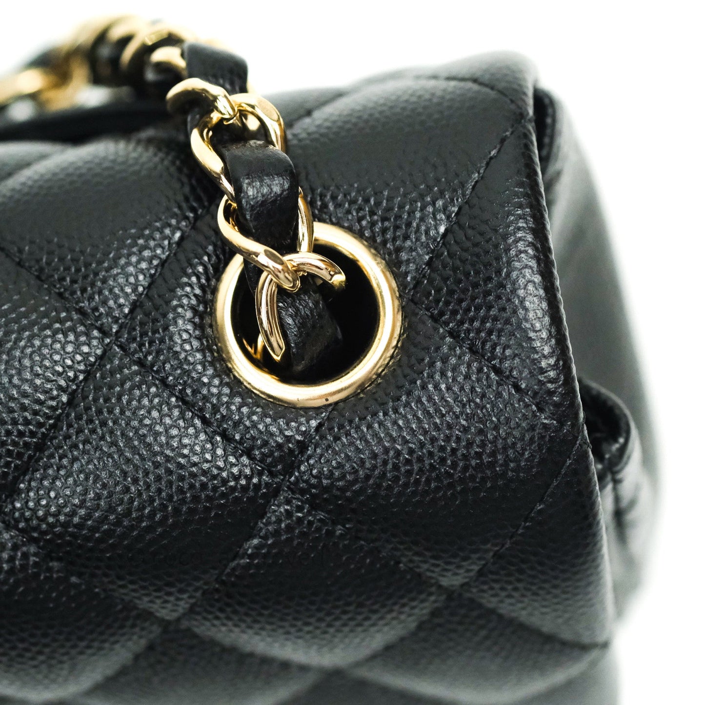 Chanel Quilted Mini Rectangular Black Caviar Gold Hardware 18B