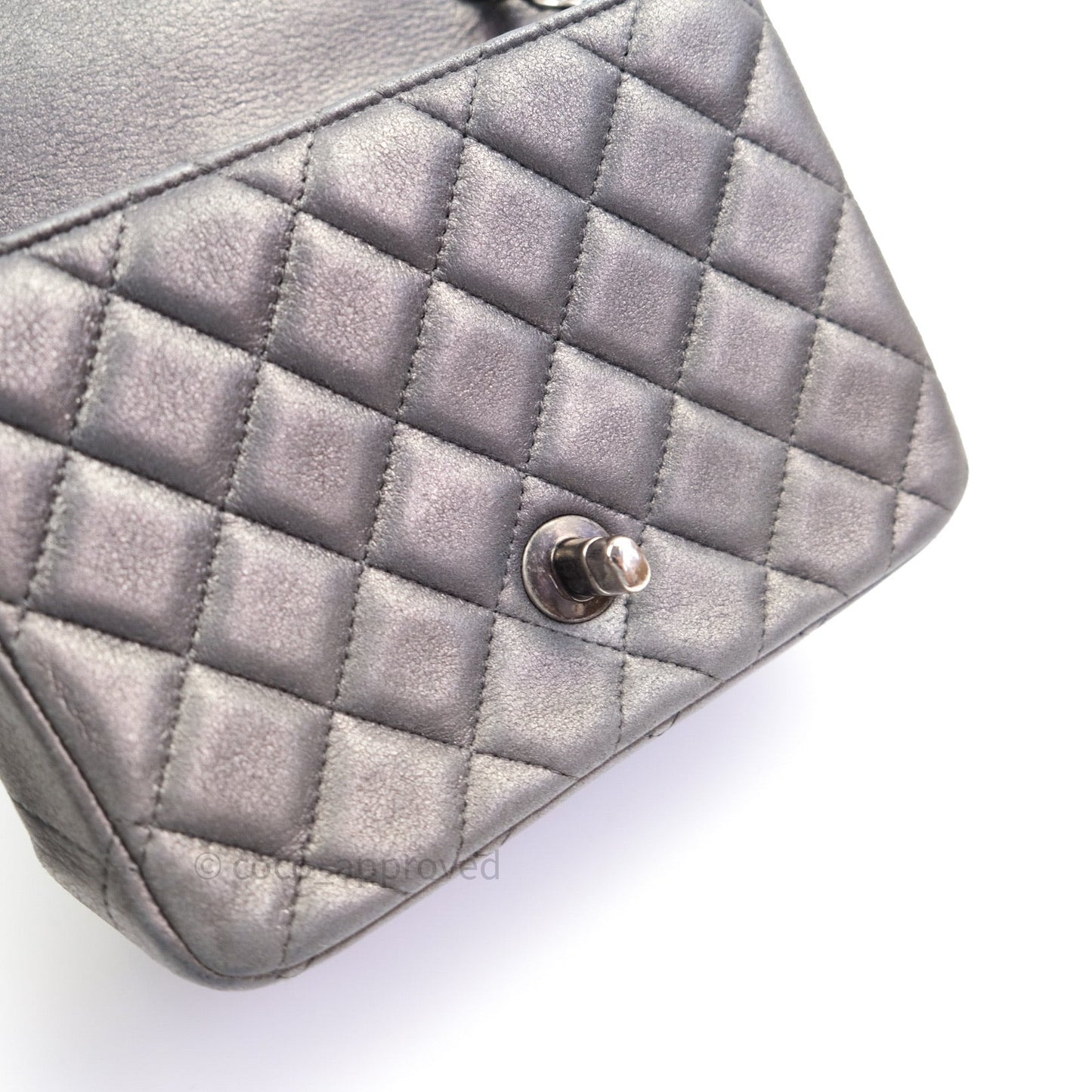 Chanel Mini Square Charcoal Grey Goatskin Ruthenium Hardware