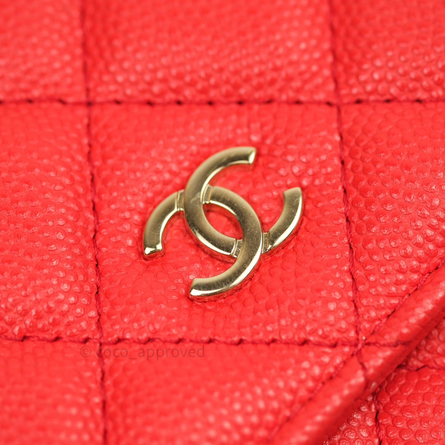 Chanel Quilted Wallet on Chain WOC Brick Red Caviar Gold Hardware
