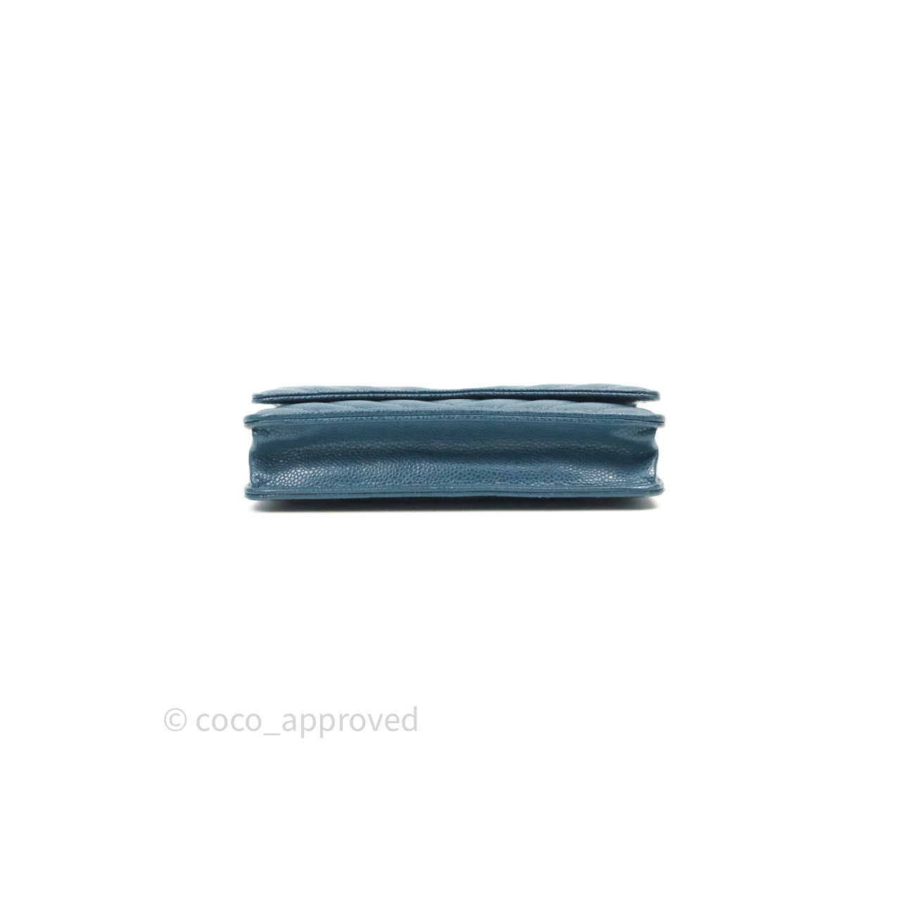 Chanel Chevron Wallet on Chain WOC Blue Caviar Silver Hardware