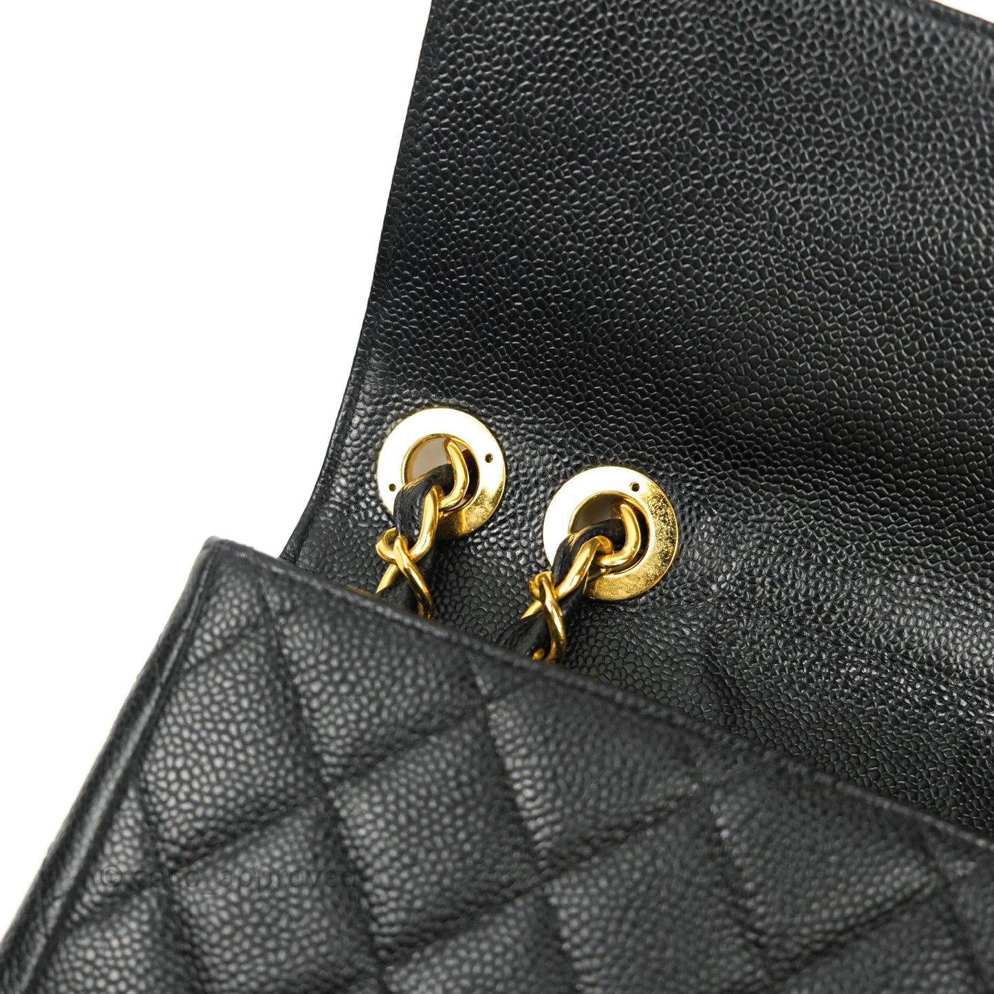 Chanel Classic Vintage Jumbo Single Flap Black Caviar 24K Gold Hardware