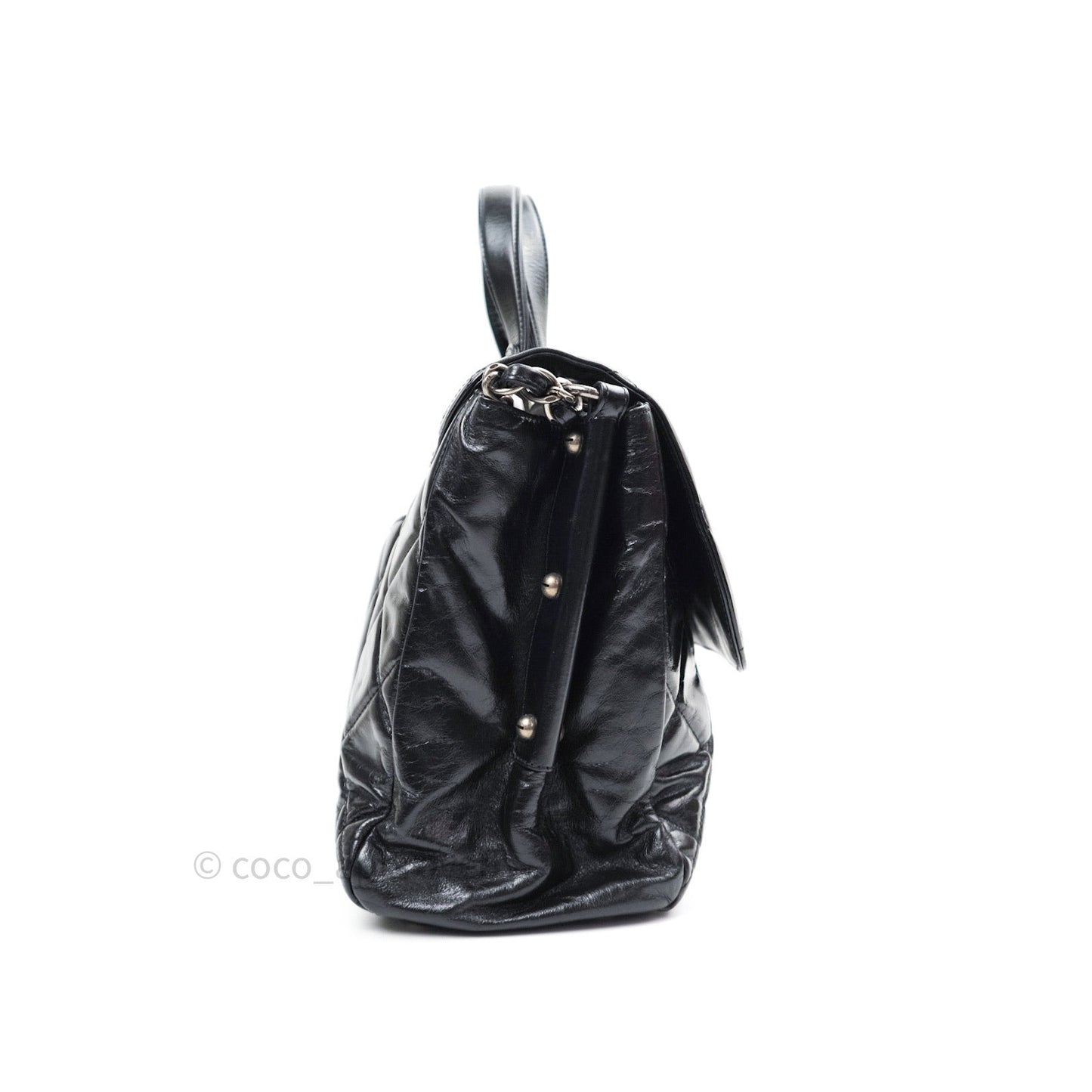 Chanel Boy Glazed Calfskin Tote Bag Black Ruthenium Hardware