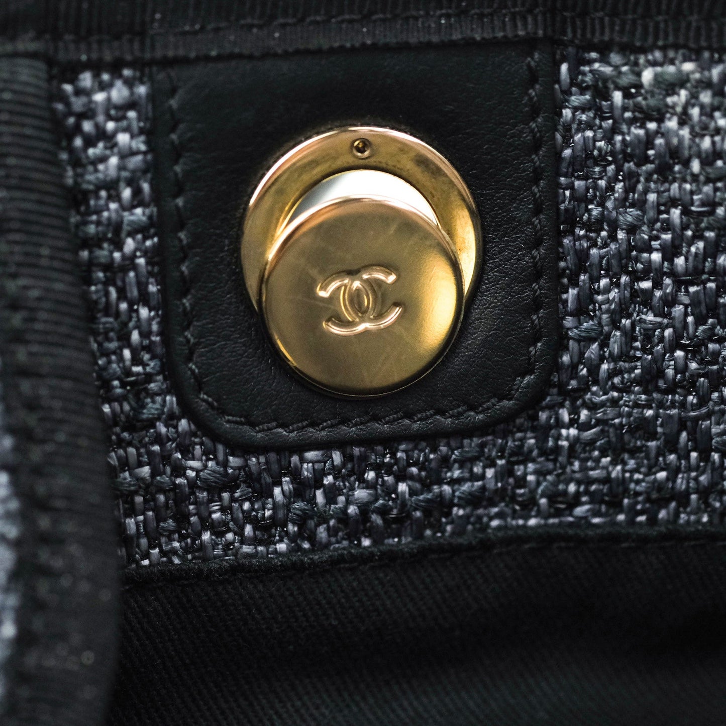 Chanel Large Deauville Charcoal Grey Canvas