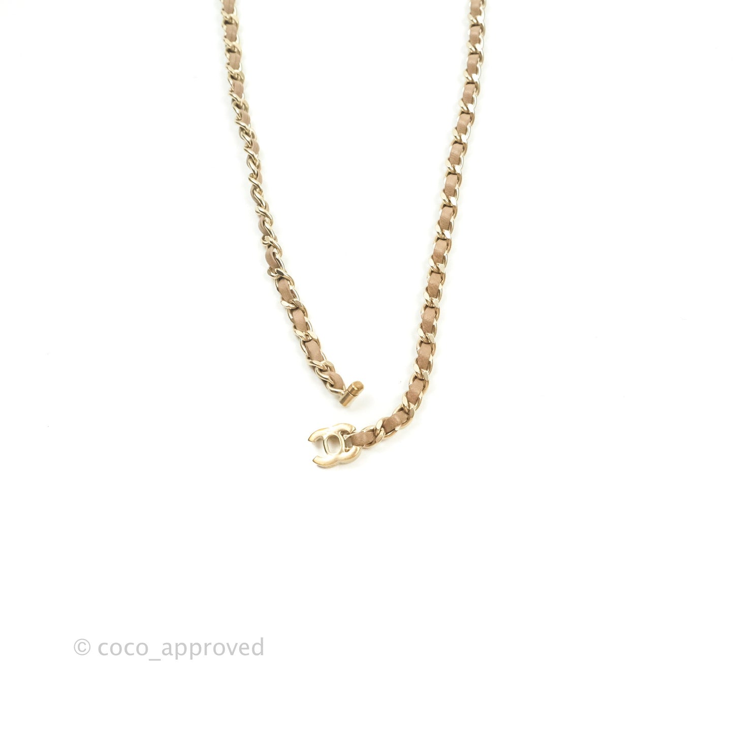 Chanel CC Turn lock Ash Brown Lambskin Matte Gold Tone Chain Choker 12P