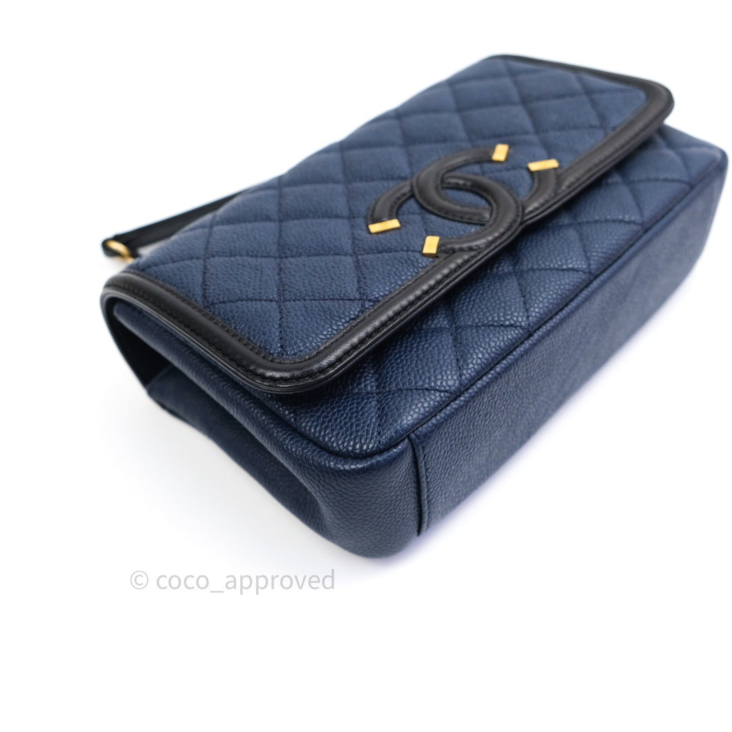 Chanel Caviar Quilted Small CC Filigree Flap Navy Black