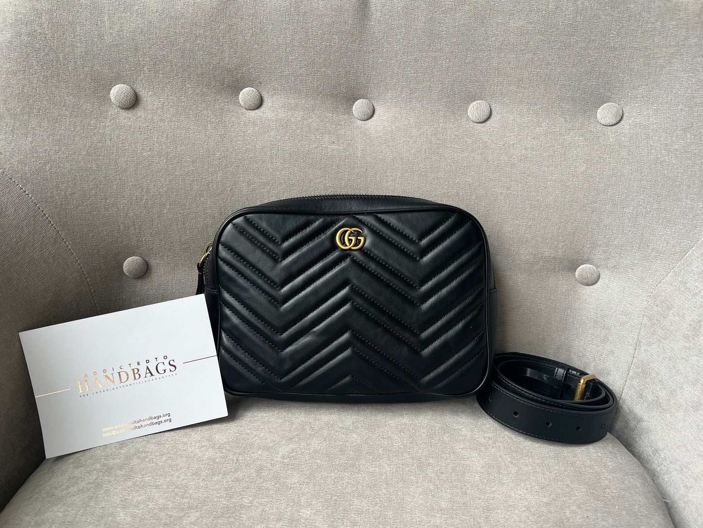 Luxury Gucci GG Black Marmont Belt Bag