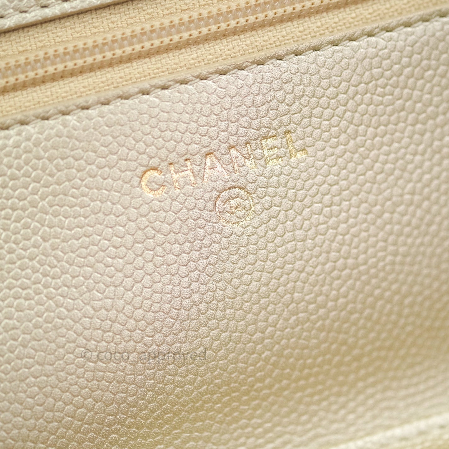 Chanel Quilted Wallet on Chain WOC Light Gold Caviar Gold Hardware
