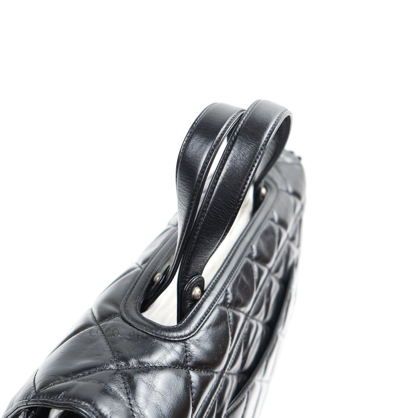 Chanel Boy Glazed Calfskin Tote Bag Black Ruthenium Hardware