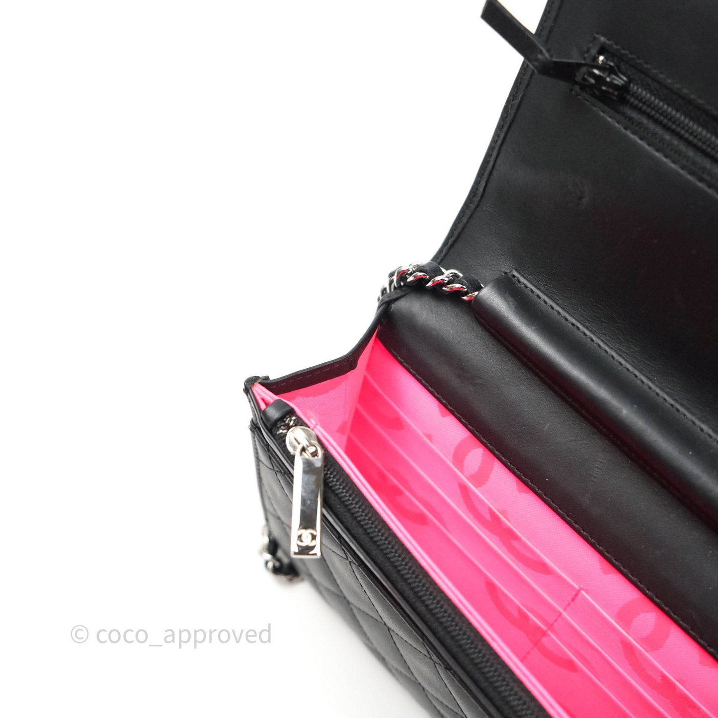 Chanel Quilted Wallet on Chain WOC Cambon Black Calfskin Silver Hardware