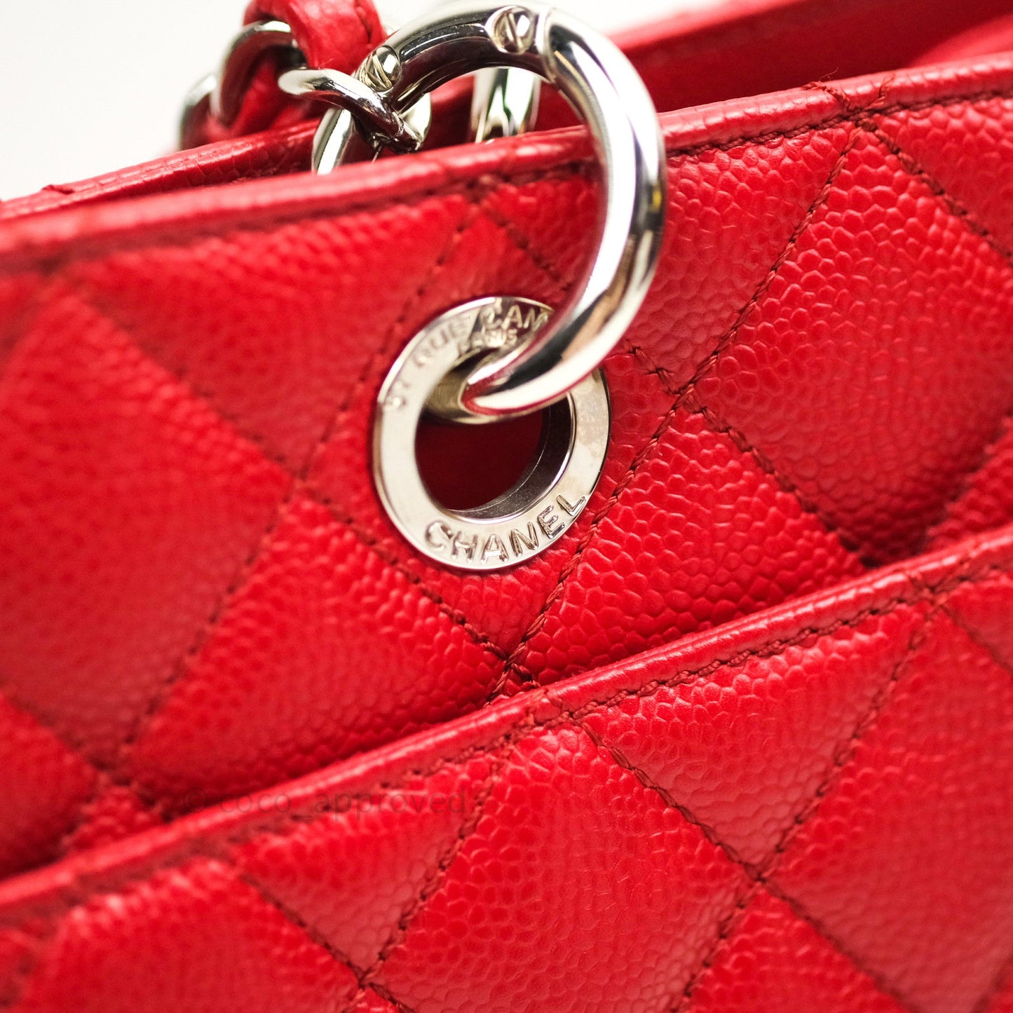 Chanel XL Grand Shopping Tote GST Red Caviar Silver Hardware