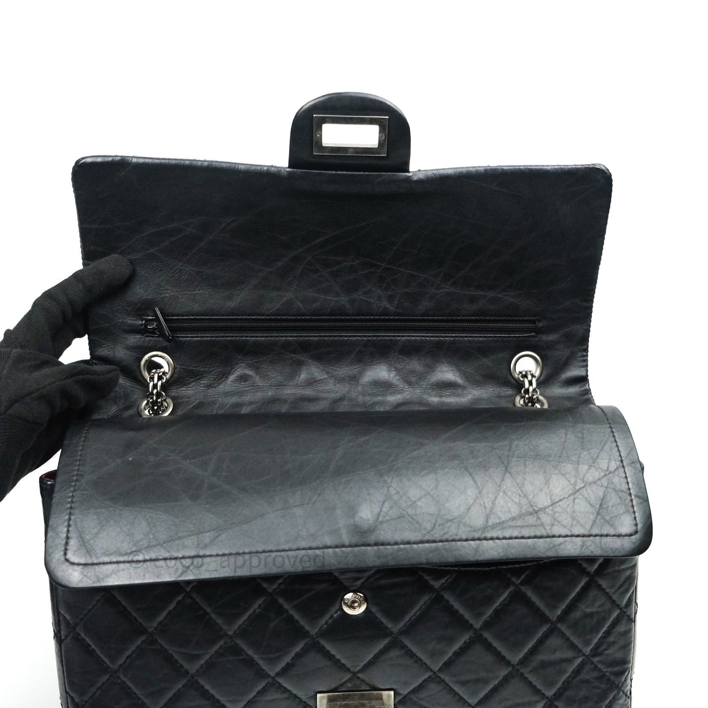 Chanel Reissue Quilted Aged Calfskin Black Ruthenium Hardware 227