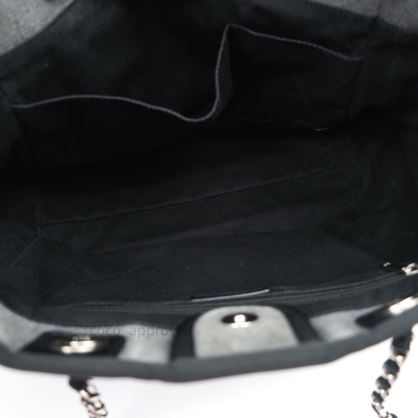 Chanel Denim Deauville Grey/Black With Black Sequins Logo