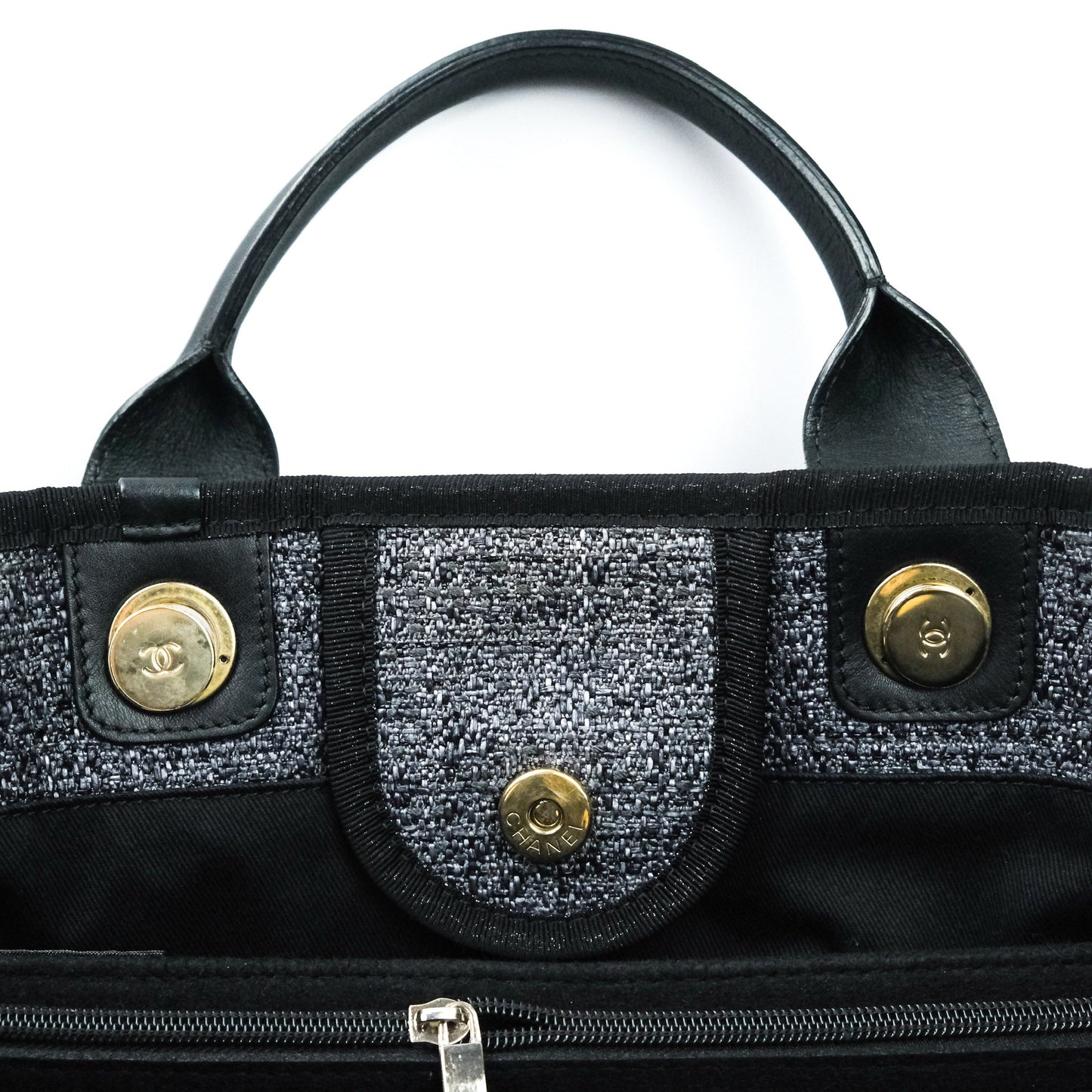 Chanel Large Deauville Charcoal Grey Canvas