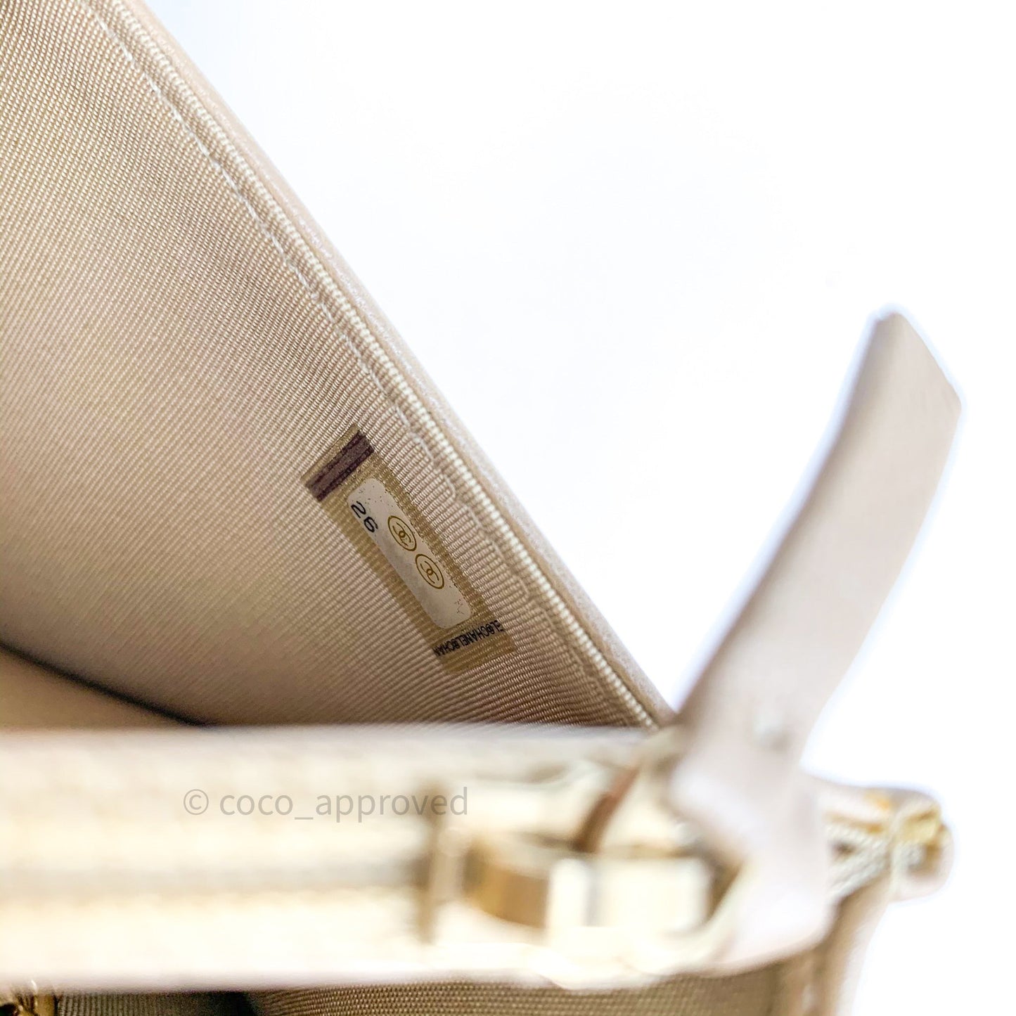 Chanel Quilted Beige Iridescent Lambskin Pearl Wallet On Chain WOC