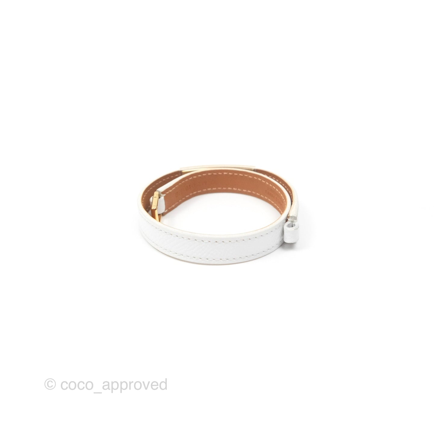 Hermès Rivale Double Tour Bracelet White Epsom Gold Hardware