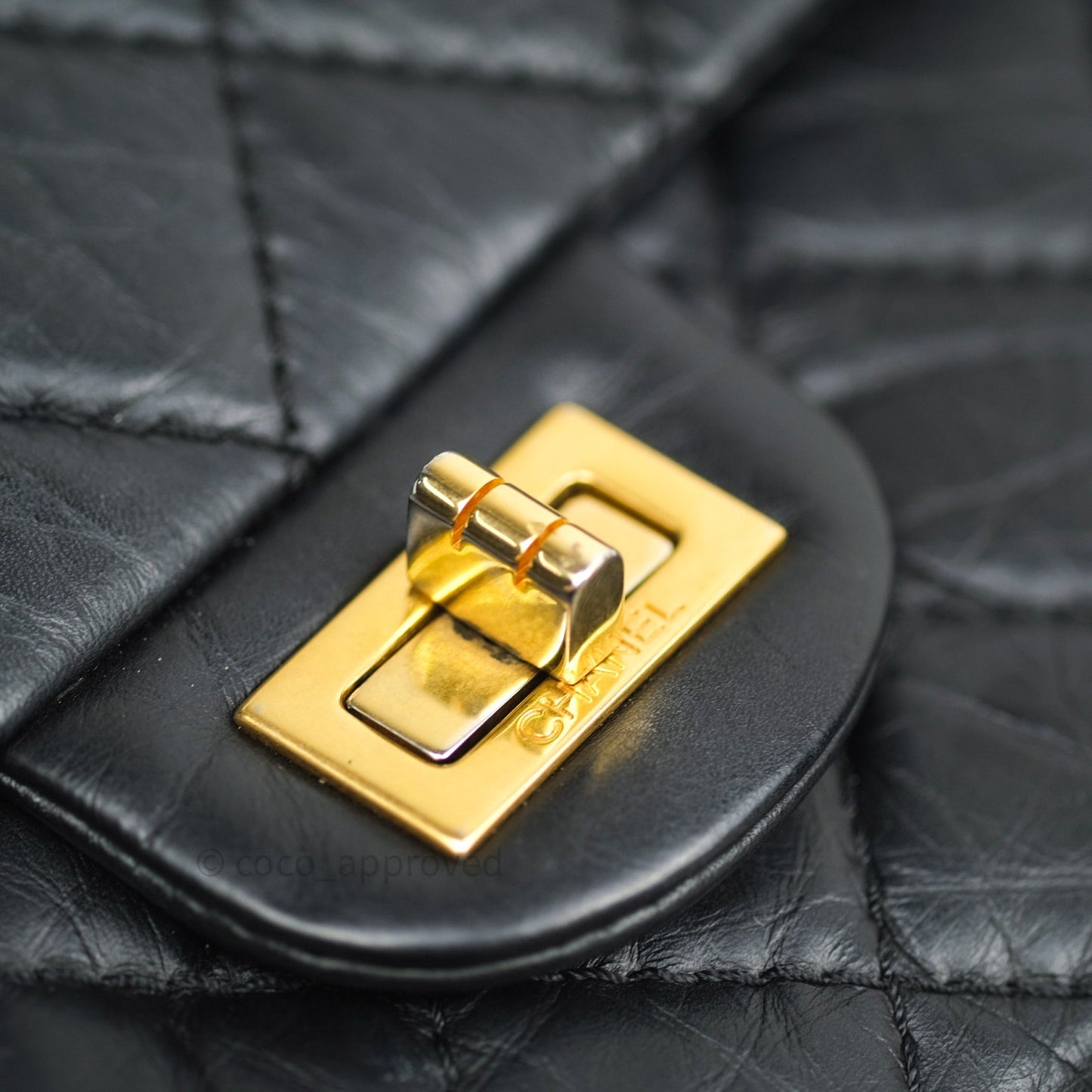 Chanel Reissue Quilted Aged Calfskin Black Gold Hardware 226