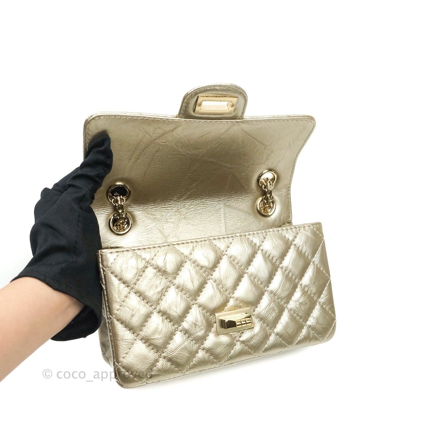 Chanel Mini Reissue 224 Metallic Light Gold Aged Calfskin Gold Hardware