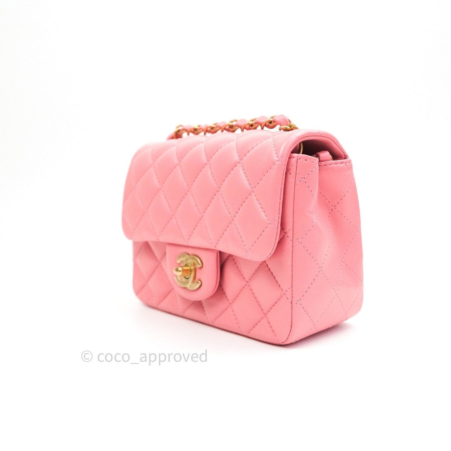 Chanel Mini Square Pink Lambskin Gold Hardware