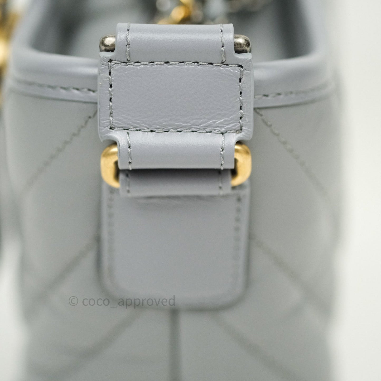 Chanel Calfskin Chevron Small Gabrielle Hobo Grey Mixed Hardware