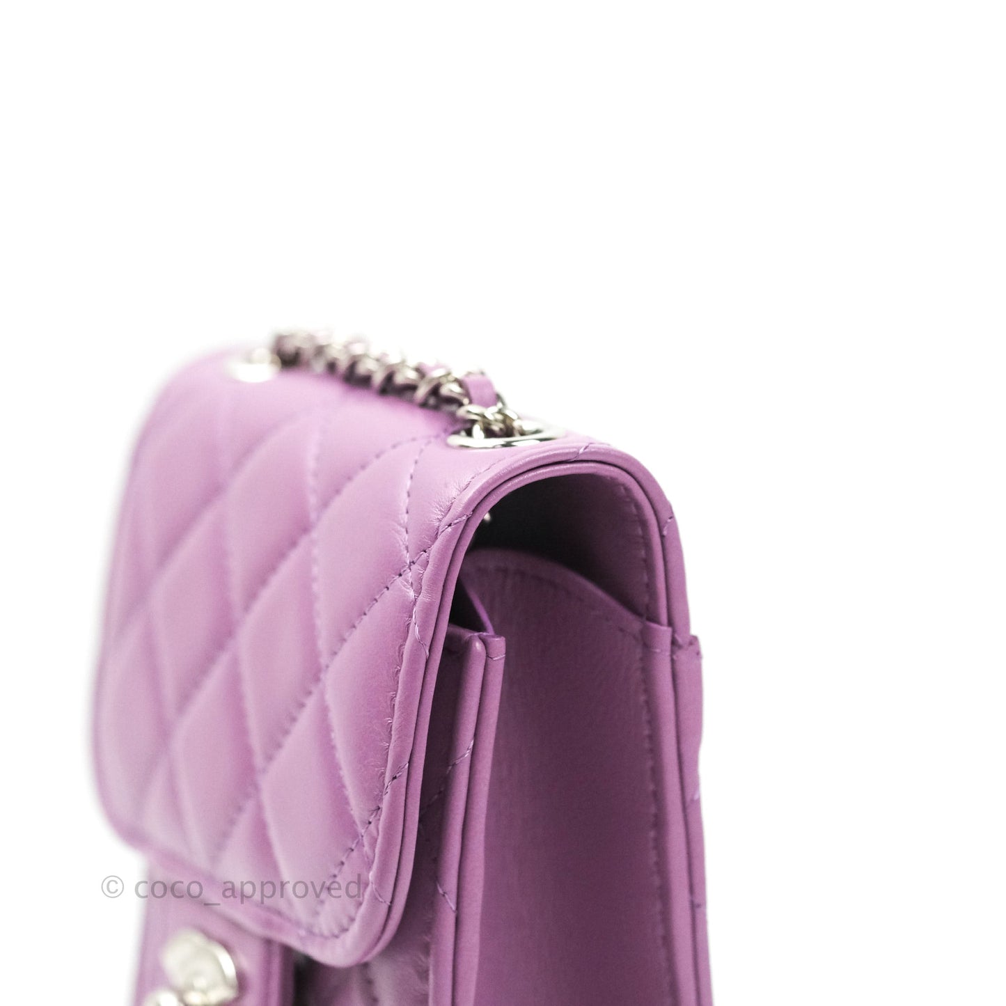 Chanel Classic Quilted Purple Silver Hardware Phone Holder