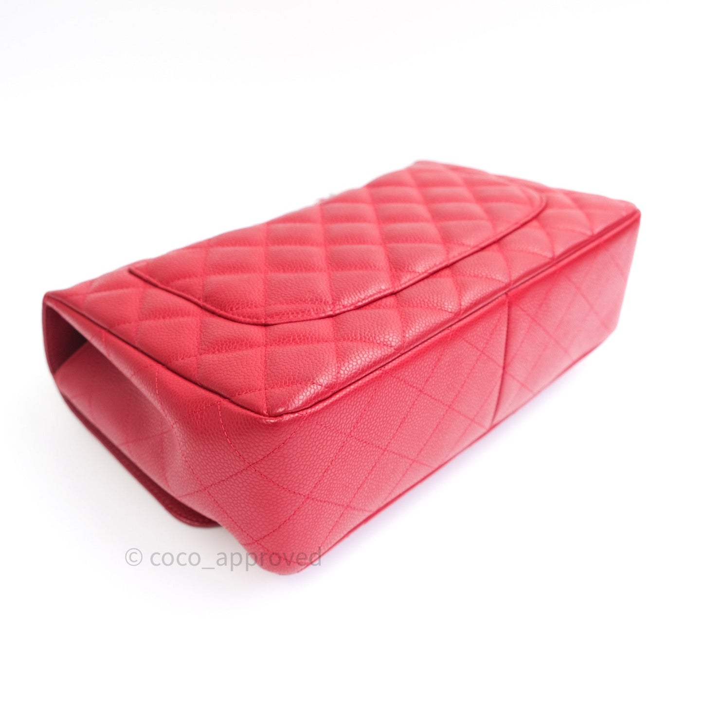 Chanel Jumbo Single Flap Red Caviar Silver Hardware⁣⁣