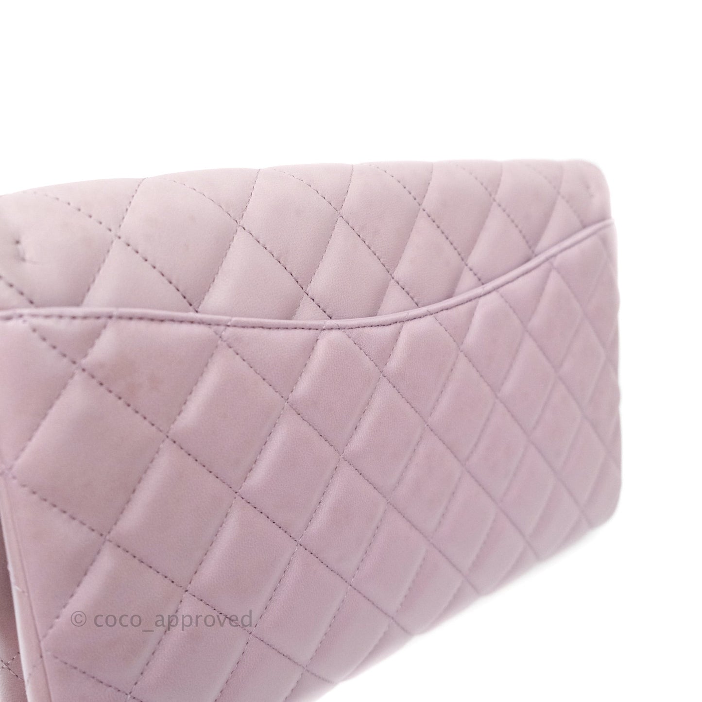 Chanel Quilted Clutch with Chain Lilac Pink Lambskin Silver Hardware