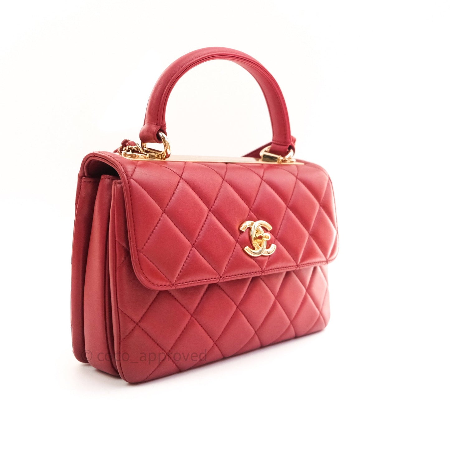 Chanel Quilted Small Trendy CC Flap Bag Red Lambskin Gold Hardware