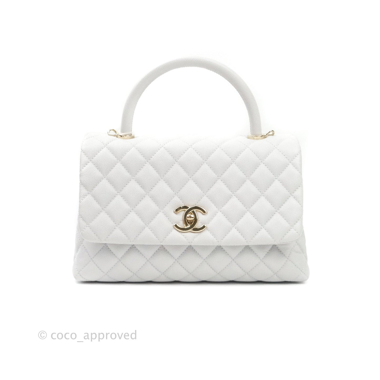 Chanel Small Coco Handle Quilted Light Grey Light Gold Hardware