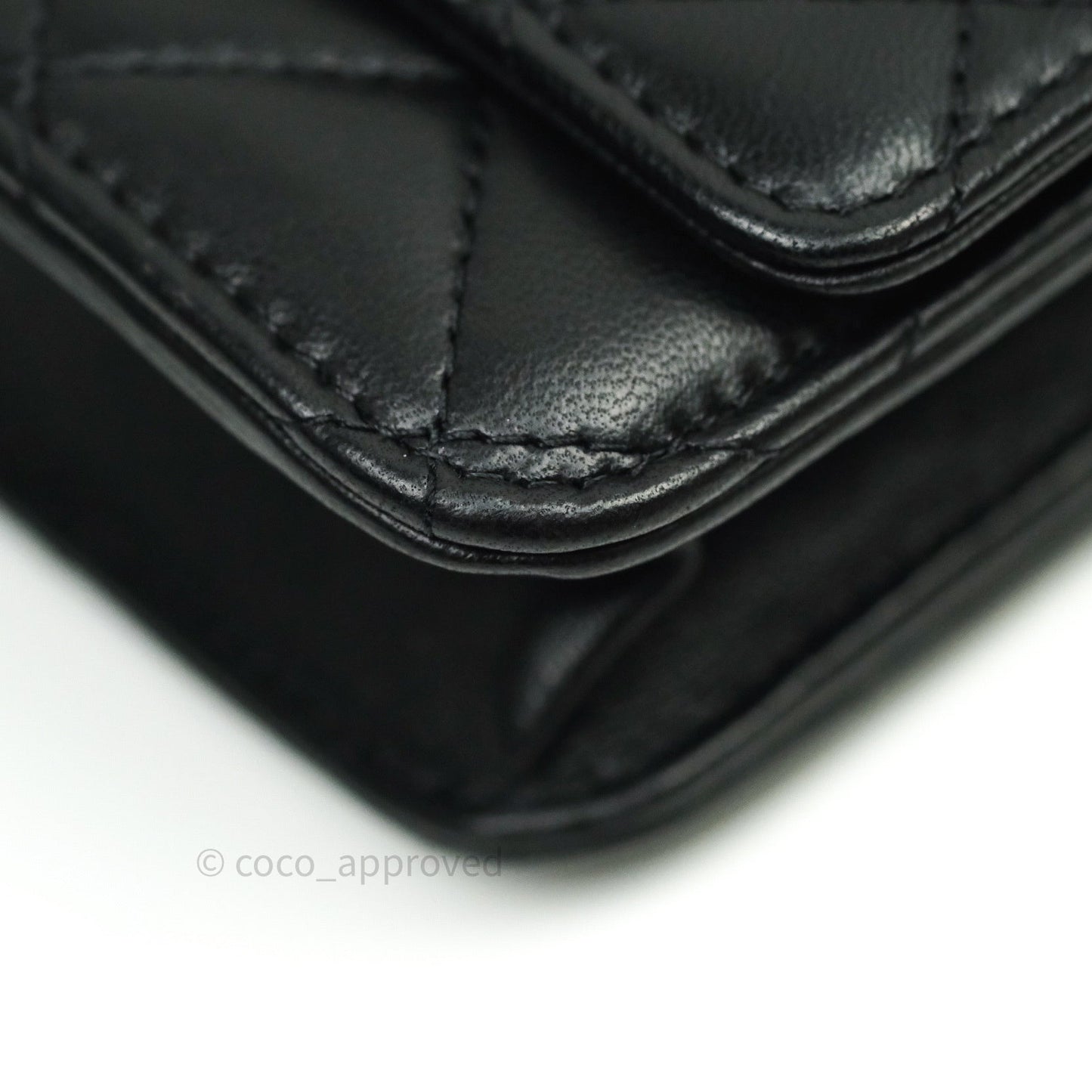 Chanel Quilted Wallet on Chain WOC Black Lambskin Beige Hardware