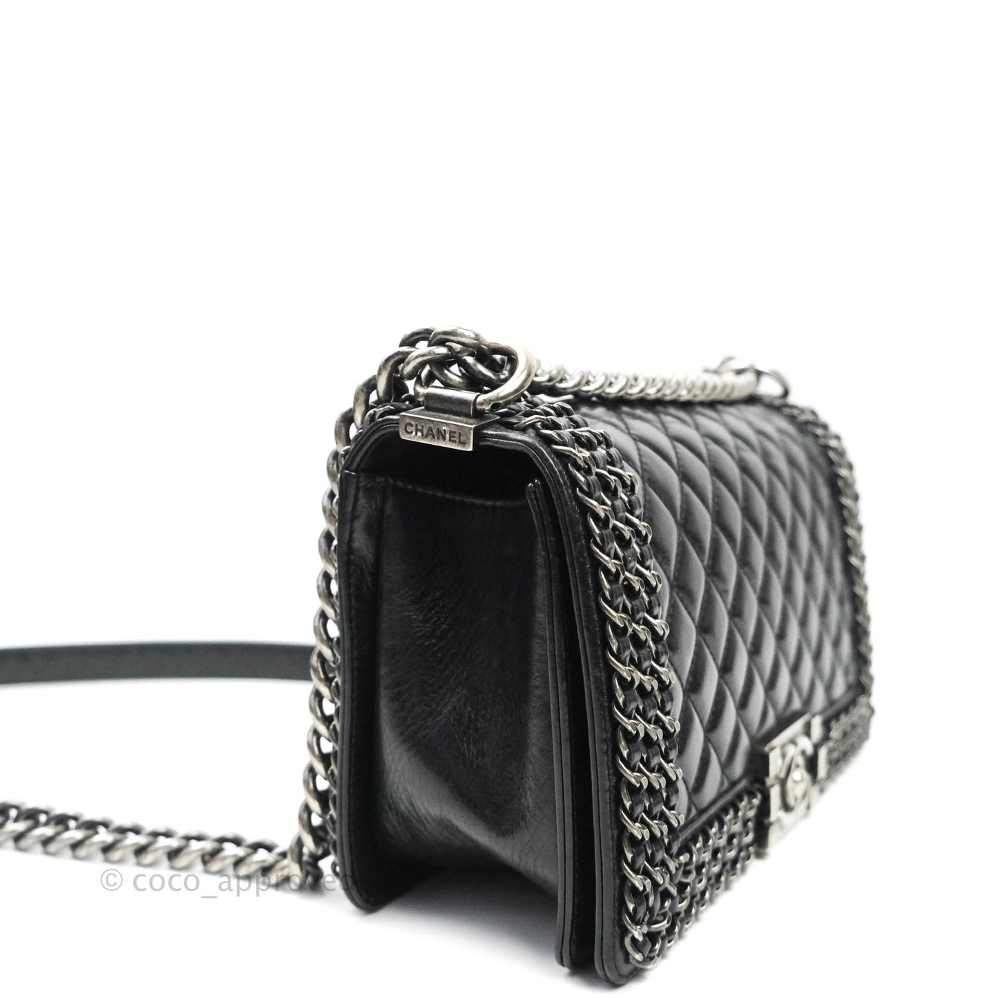 Chanel Quilted Chain Around Medium Aged Glazed Calfskin Boy Ruthenium Hardware