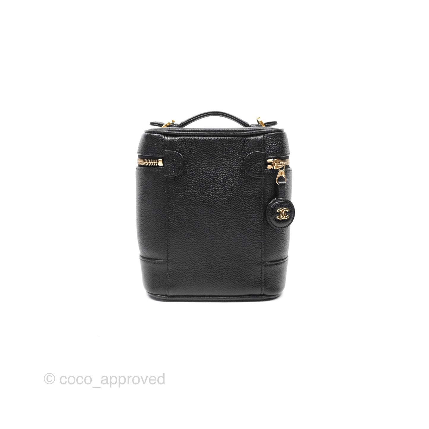 Chanel Vintage Vanity Case Black Caviar Gold Hardware
