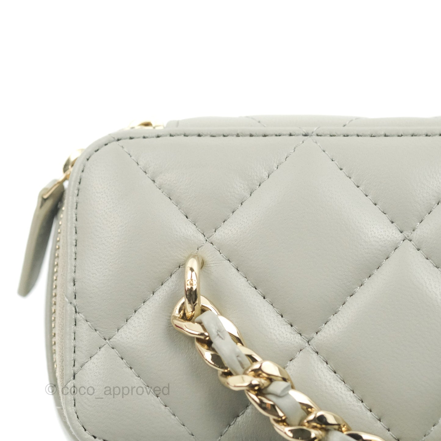 Chanel Vanity with Resin Chain Grey Lambskin Gold Hardware