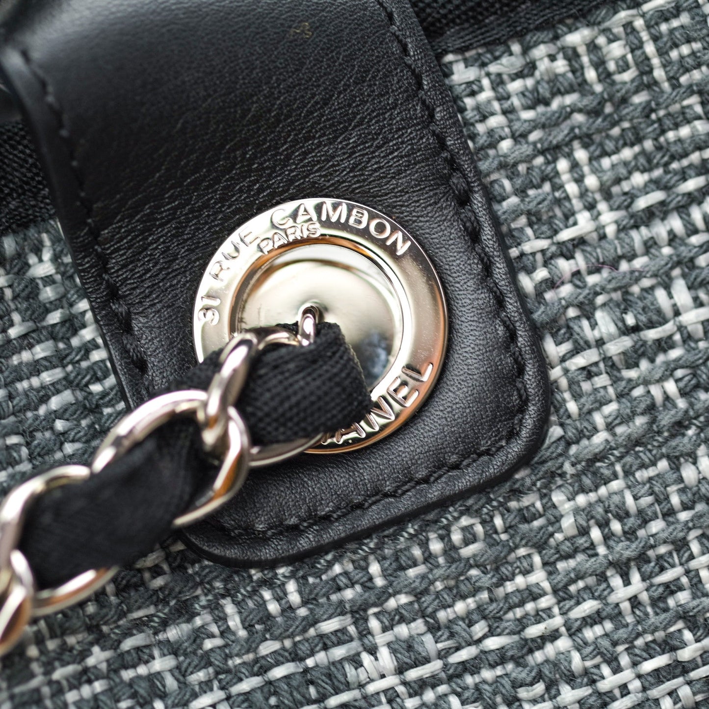 Chanel Large Deauville Charcoal Grey Canvas